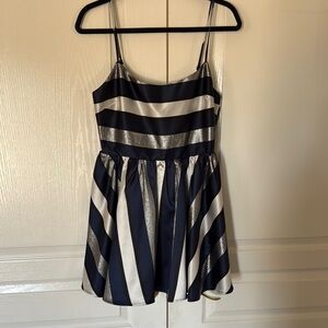 Striped Navy and Silver Dress